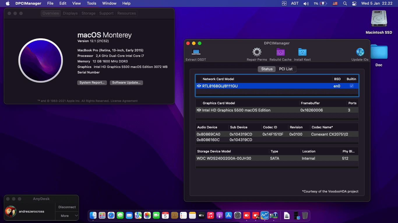 Success Hackintosh macOS Monterey 12.1 Build 21C52 in Asus A455LN-WX030D